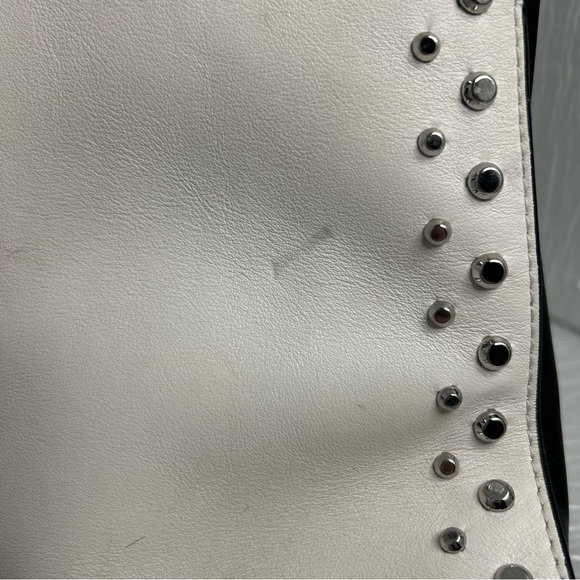 Michael Kora Mercer Studded Two Way Bi-Color Plain White Leather - Picture 6 of 7